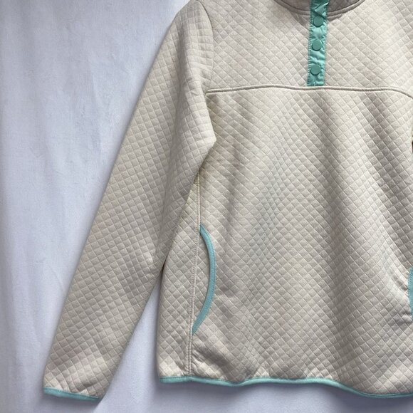 JNY-JONES NEW YORK Quilted Pullover Snap Mock Neck Sweatshirt Women Small Cream - Picture 13 of 16